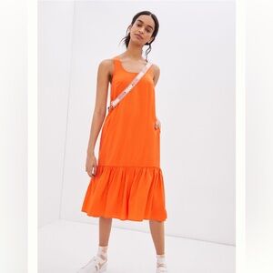 Anthropologie Michaela Flounce Orange Dress